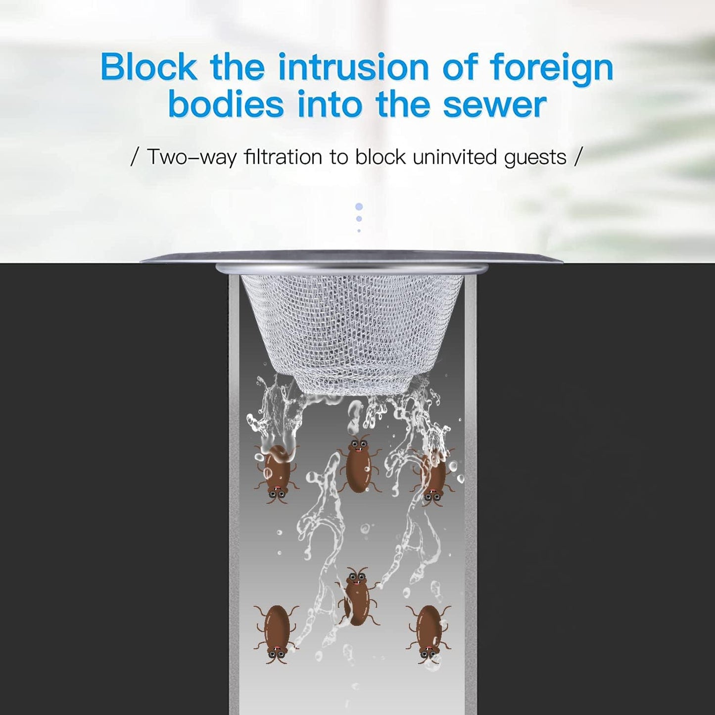 Mesh Sink Strainer Set of 2, MSY BIGSUNNY Stainless Steel Kitchen Sink Strainer Kitchen Drain Strainer with Large Wide Rim 4.5 inch Diameter for Kitchen Sinks