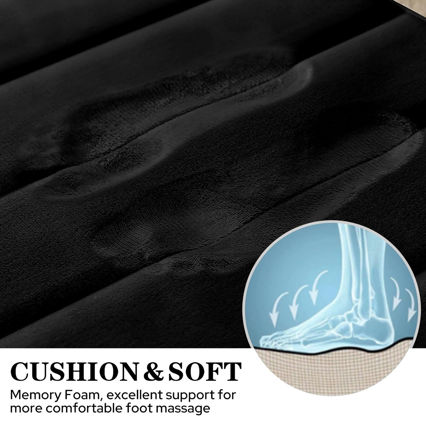 BYSURE Black Memory Foam Bathroom Rug Set 17"x24"+20"x32"+U20 x24