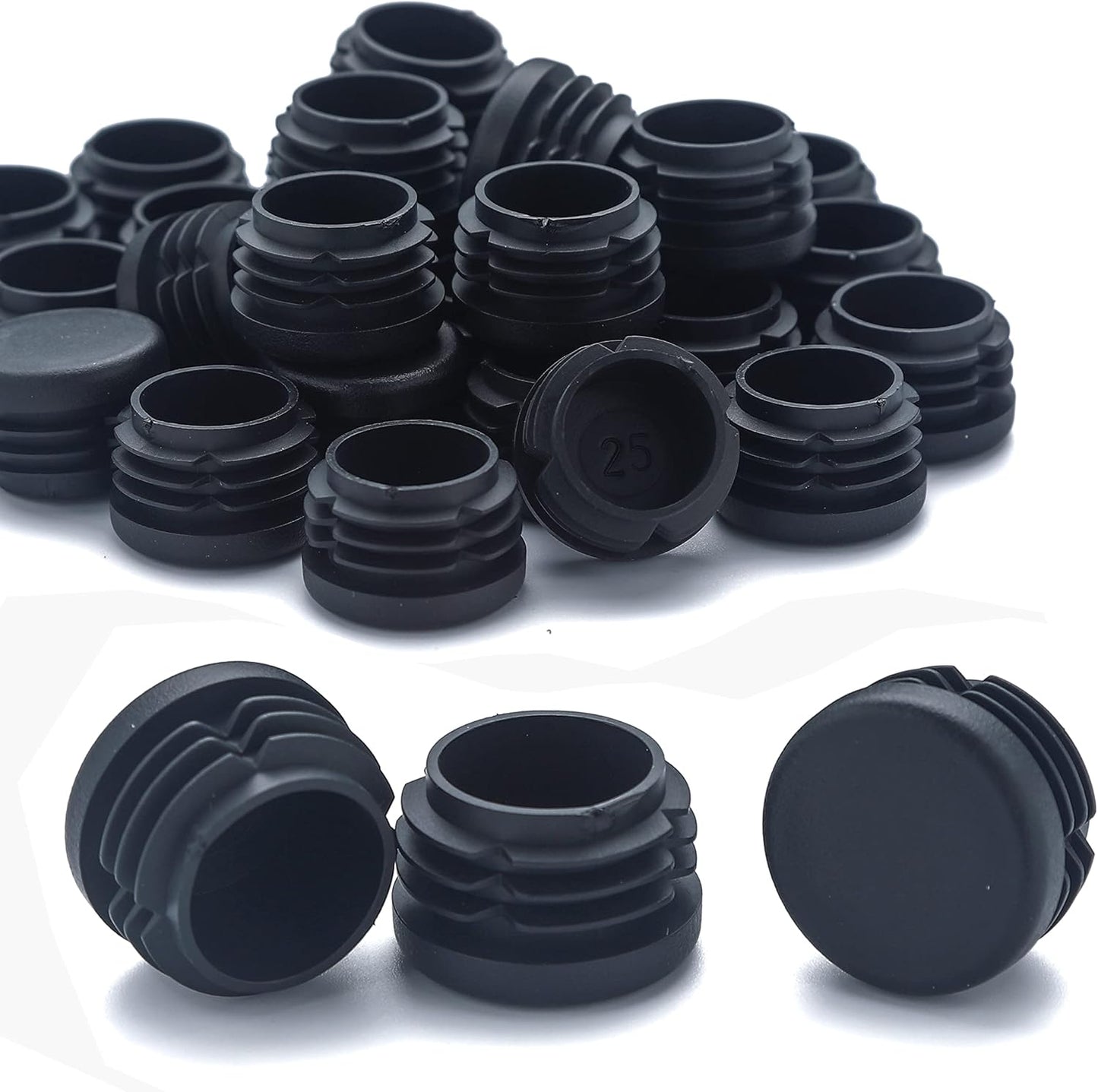 Furnigear Plastic Plugs Tubing End Caps Chair End Caps 11/16" Outside Bottom Round Tubing Caps Round Furniture Sliders Glides Black (Fit 0.61-0.66" Tube Inner Diameter, 40pack)