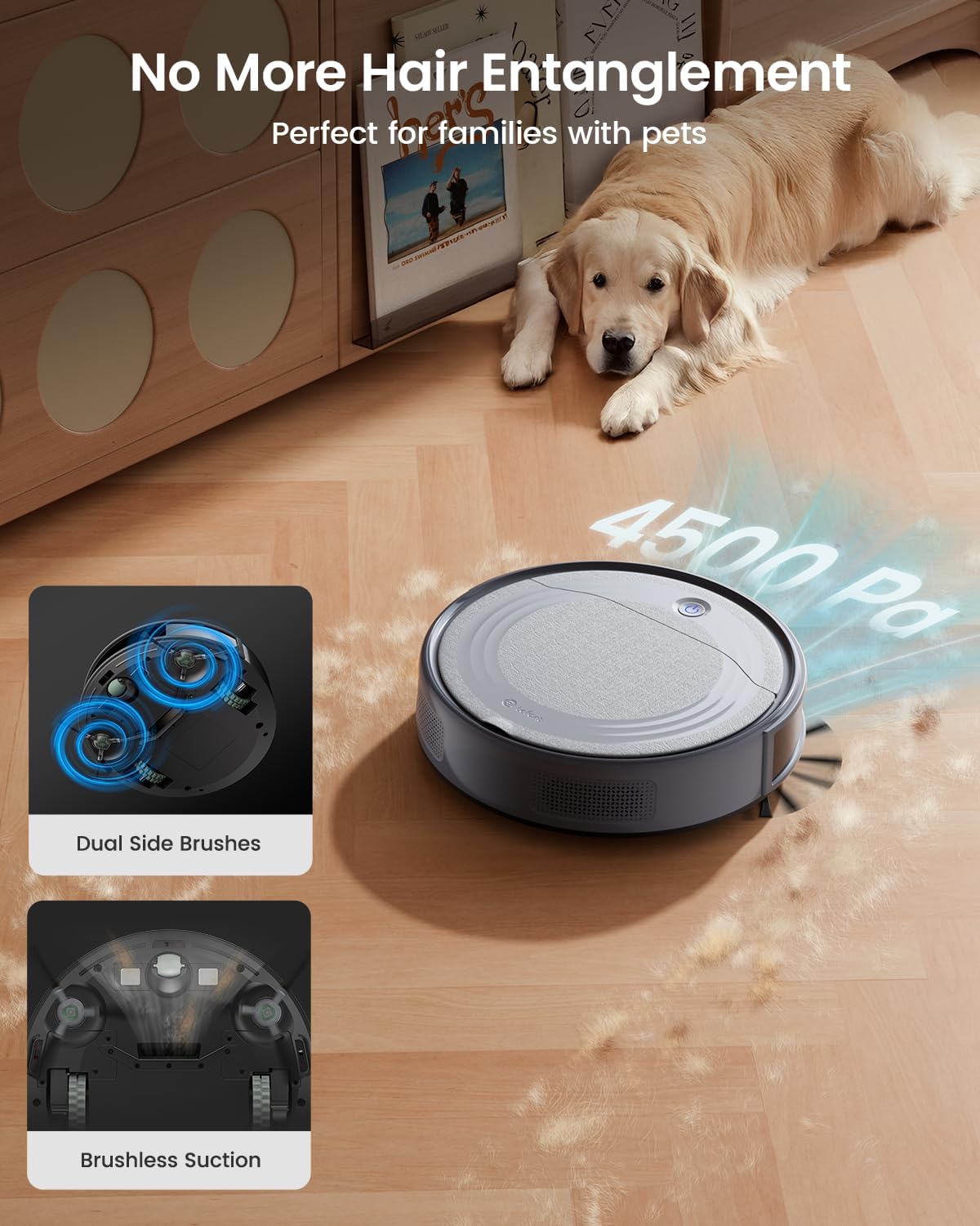 Lefant M310 Robot Vacuum Cleaner– 4500Pa Suction, Ultra-Slim & Quiet, PreciSense Obstacle Avoidance, WiFi/App/Voice Control, 160-Min Runtime, Self-Charging – Ideal for Pet Hair & Hard Floors (Gray)