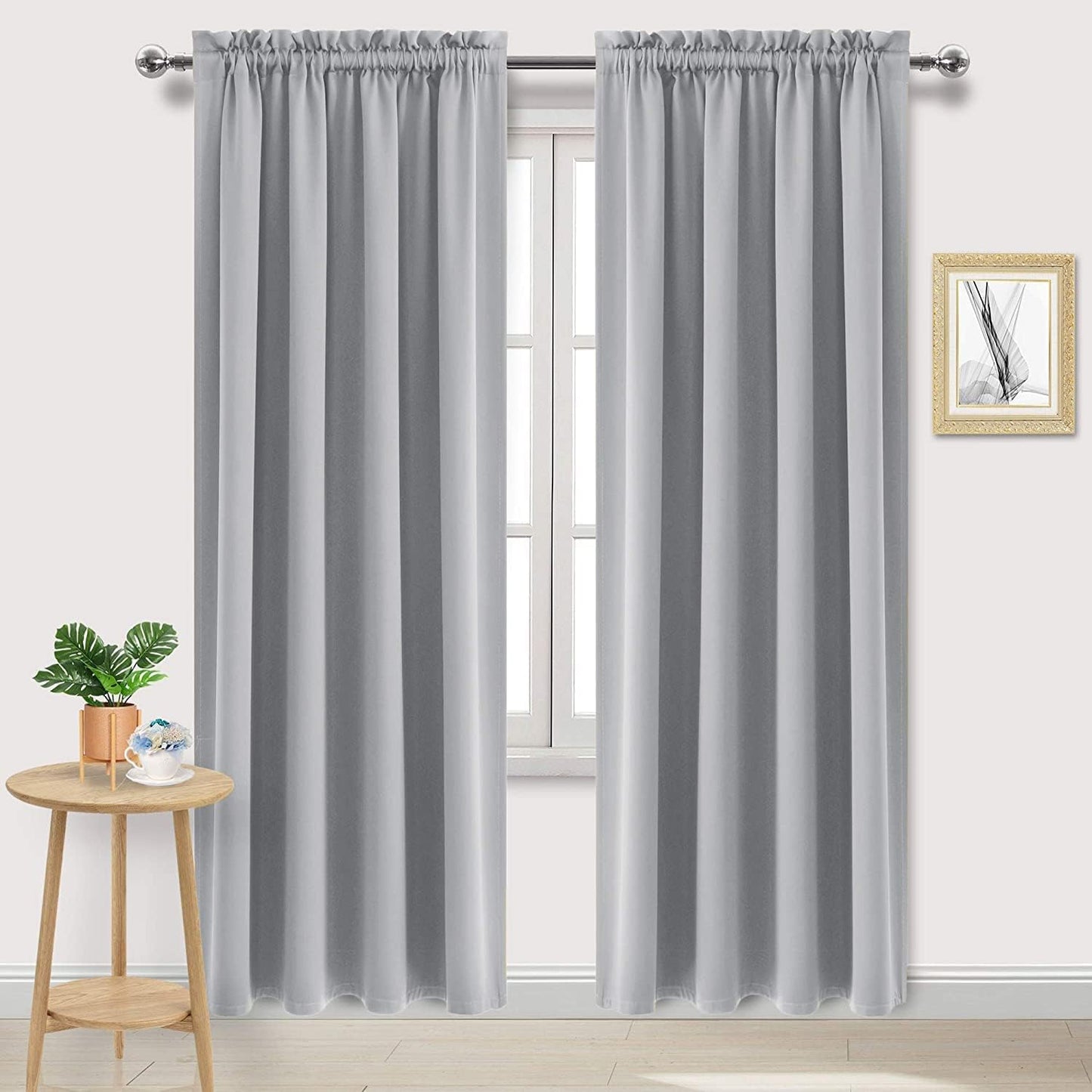 DWCN Silver Grey Blackout Curtains for Bedroom, Thermal Insulated Energy Saving Room Darkening Curtains for Living Room (W60 x L84 inch, Set of 2 Panels, Top of Rod Pocket)