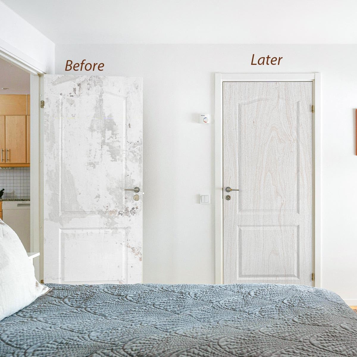 Lativo White Wood Wallpaper Wood Grain Contact Paper for Cabinets 118in18in