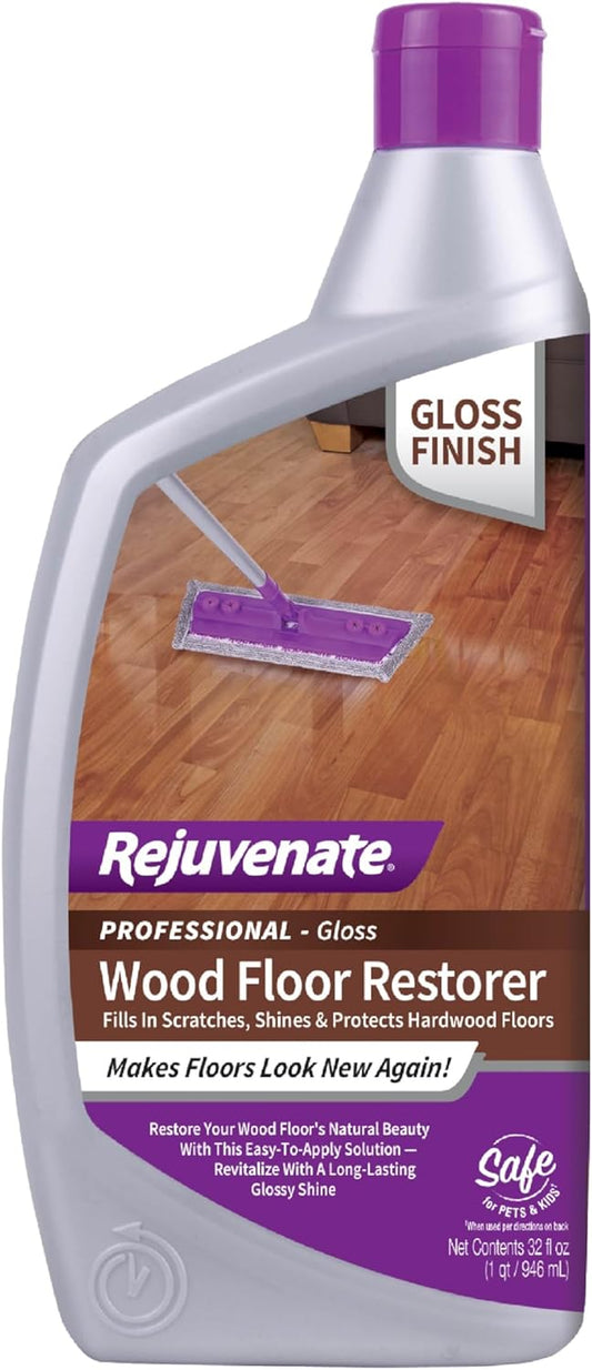 Rejuvenate Professional Wood Floor Restorer and Polish with Durable Finish Non-Toxic Easy Mop On Application High Gloss Finish 32oz
