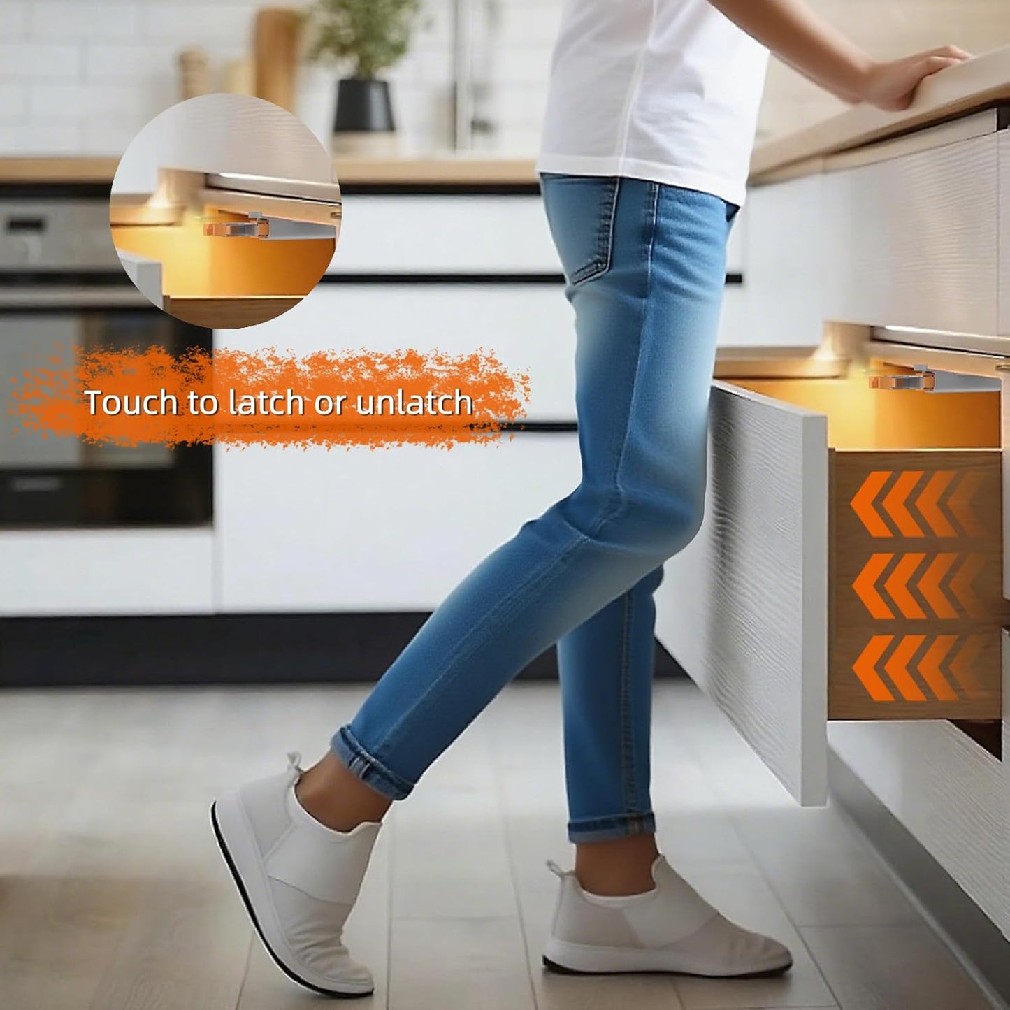 Push Touch Latches for Cabinets, Jiayi 4 Pack Heavy Duty Push Lock Door Latch, Cabinet Press Out Latch for Door, Non Magnetic RV Drawer Catch Closure, Open Latch Kitchen Hidden Door Opener