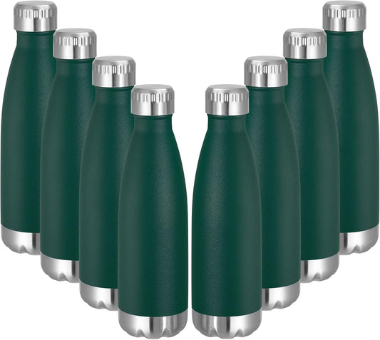 VEGOND 17oz Stainless Steel Water Bottles Bulk, Reusable Metal Sports Water Bottle Keeps Drink Hot and Cold, BPA Free Double Wall Vacuum Cola Shape Insulated Water Bottles for Camping Gym, 8 Pack