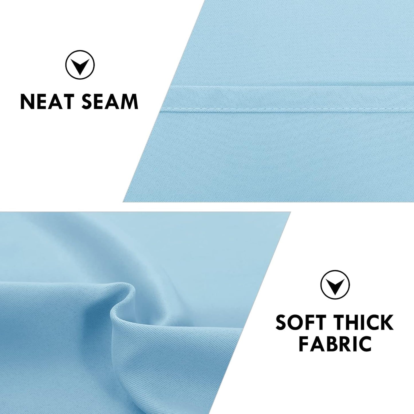 DWCN Blackout Curtains for Bedroom – Thermal Insulated Energy Saving Drapes for Living Room, Light Blue, W 38 x L 84 Inch, Set of 2 Rod Pocket Curtain Panels