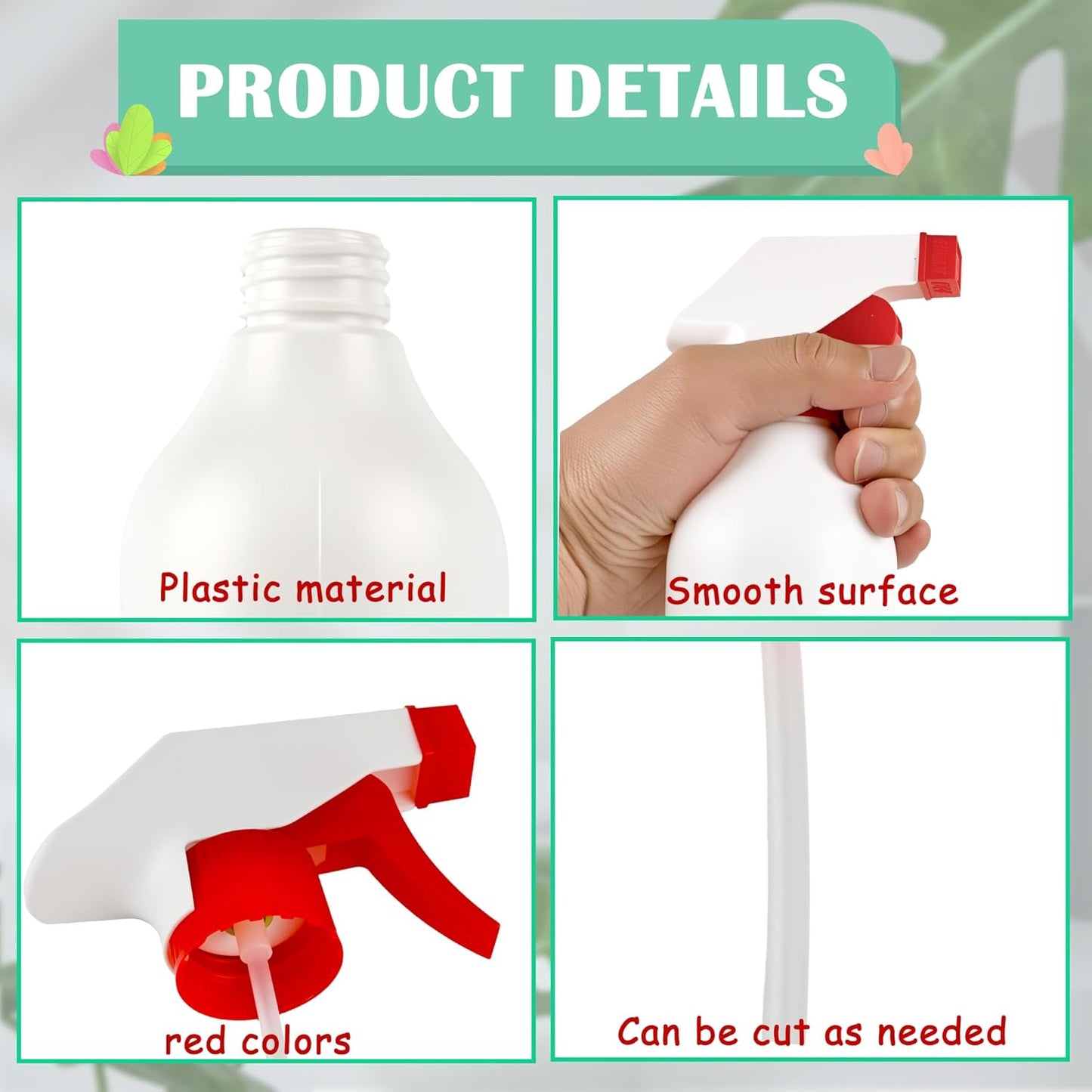 8 Pack Plastic Spray Bottles 16 oz Empty Refillable Spray Bottle for Cleaning Solutions Leak Proof Water Bottle Sprayer with Adjustable Nozzle Mist & Stream Heavy Duty Reusable for Plants Oils Hair