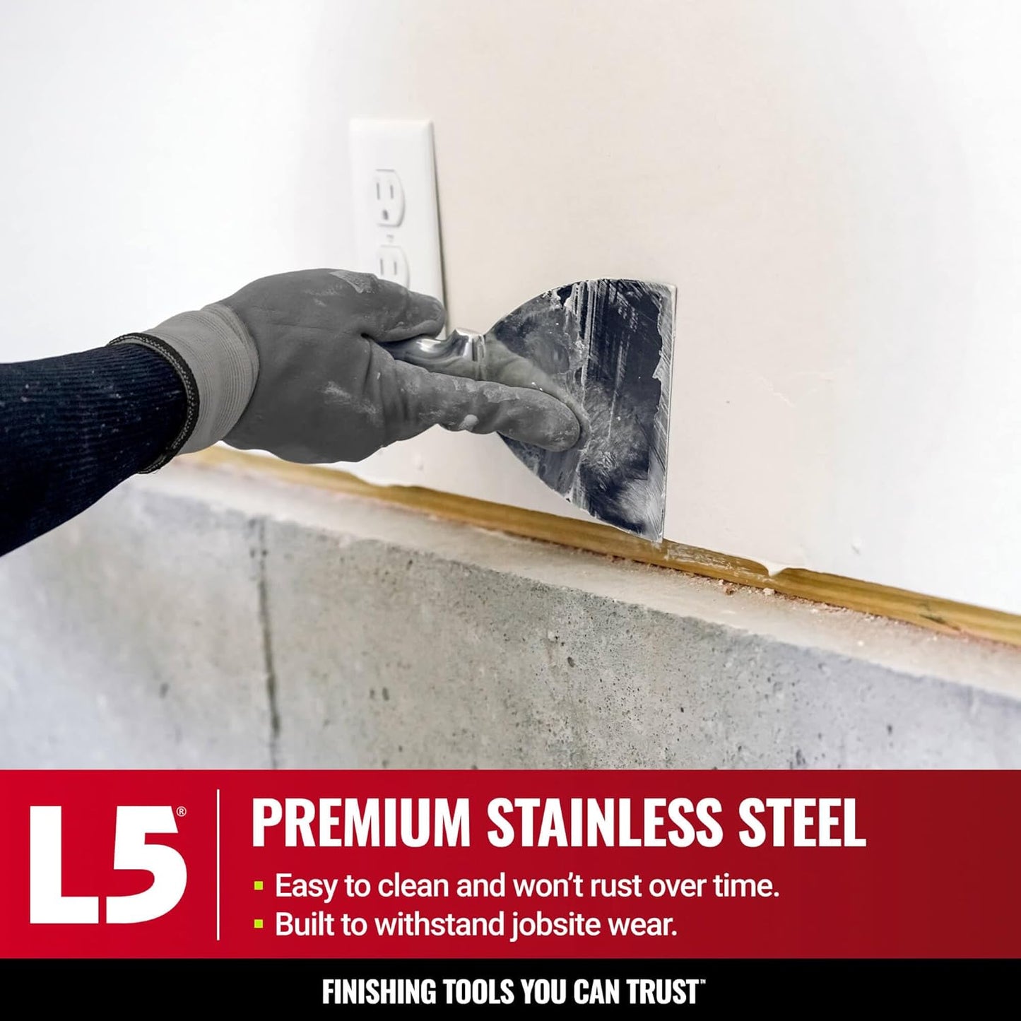 3" All Stainless Steel Joint Knife - LEVEL5 | Professional Grade Putty Blade, Premium Polished All-Metal, Precision Ground Edge, Ergonomic, Corrosion Resistant | 5-403
