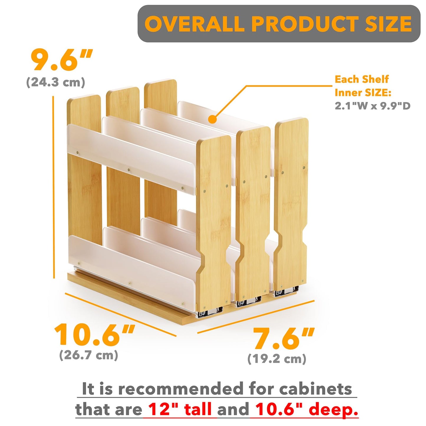 SpaceAid Bamboo Pull Out Spice Rack Organizer for Cabinet, Heavy Duty Slide Out Seasoning Kitchen
