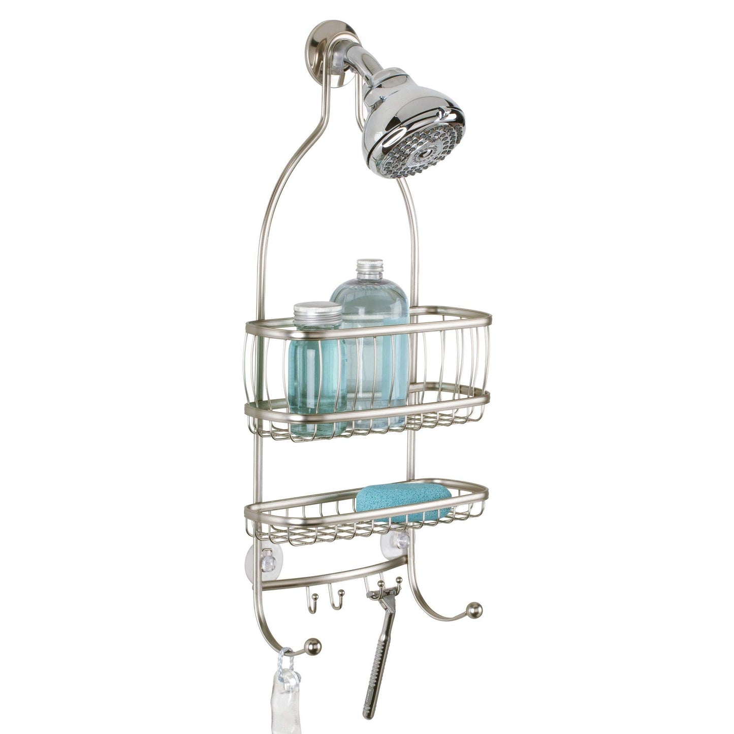 iDesign York Metal Wire Hanging Shower Caddy, Satin Silver