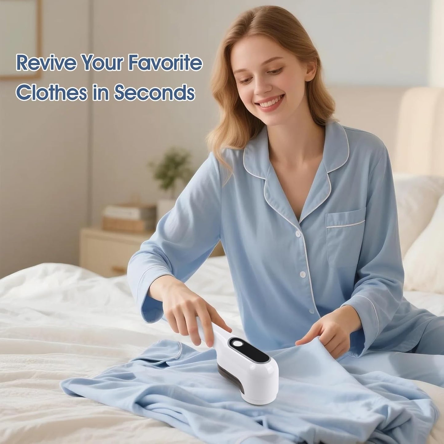 Rechargeable Electric Fabric Shaver Lint Remover with LED Display, Sweater Shaver 2- Speed to Remove Fuzz and Pill for Clothes, Furniture, Couch and Blanket(White)