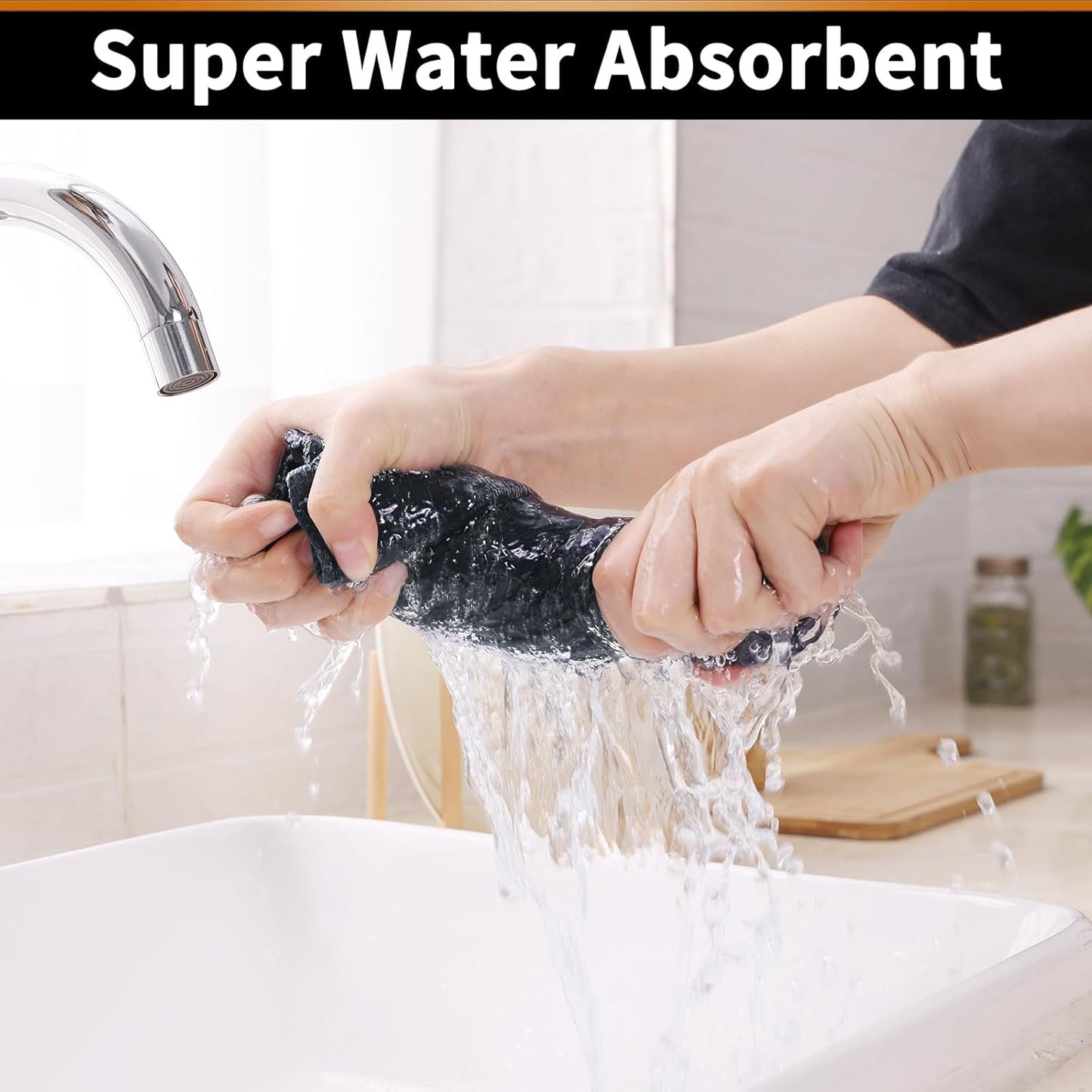 Homaxy 100% Cotton Waffle Weave Dish Cloths - 6 Pack Soft and Absorbent Dish Towels - 12 x 12 Inches Quick Dry Dish Rags - Dark Grey