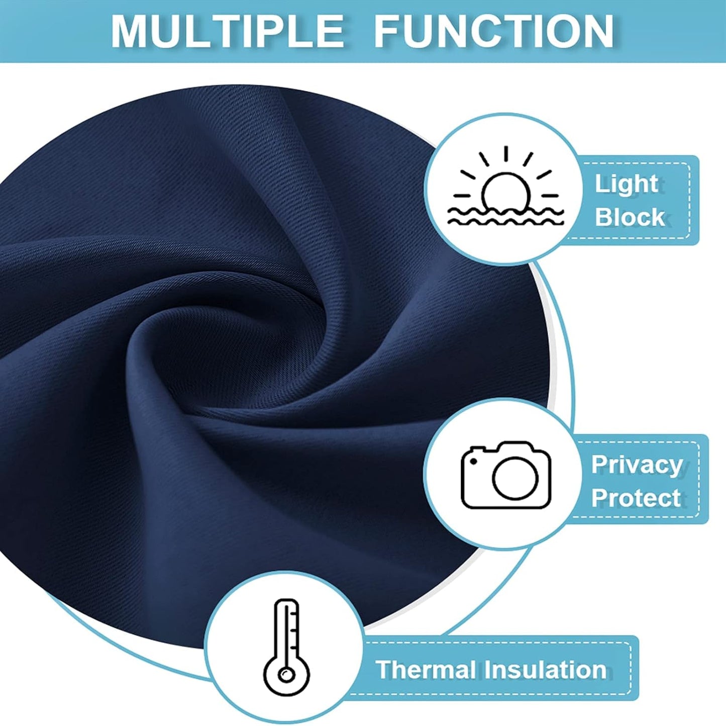 RYB HOME Curtains for Bedroom 72 inches Long, Blackout Thermal Insulating Window Treatment Drapes for Living Room Bathroom Basement Laundry Classroom, W 34 x L 72, Navy Blue, 2 Panels