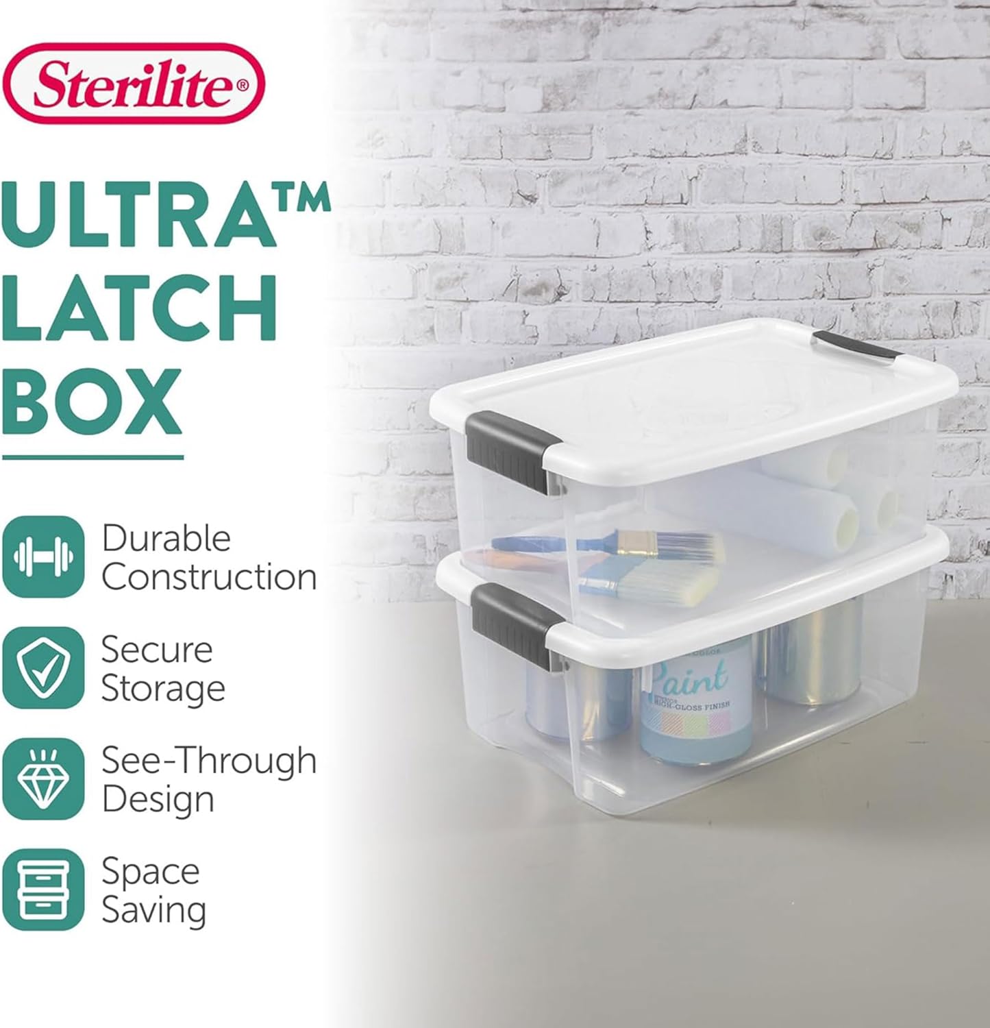 Sterilite 24-Pack Ultra Latching Box, Storage Bins with Lids, Clear Plastic, 18 Quart - Heavy-Duty Organizing Containers for Closet, Bathroom, and Office