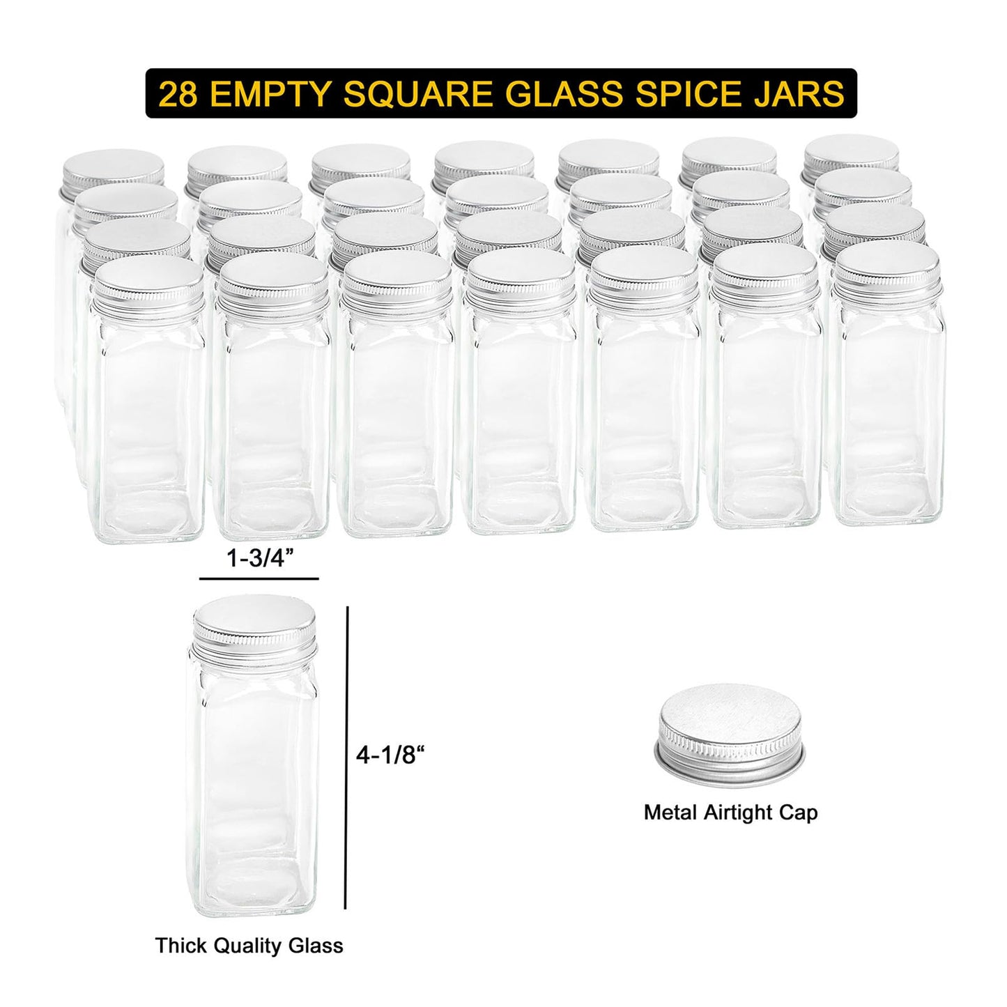 SpaceAid Spice Rack Organizer with 28 Spice Jars, 386 Spice Labels, Chalk Marker and Funnel Set for