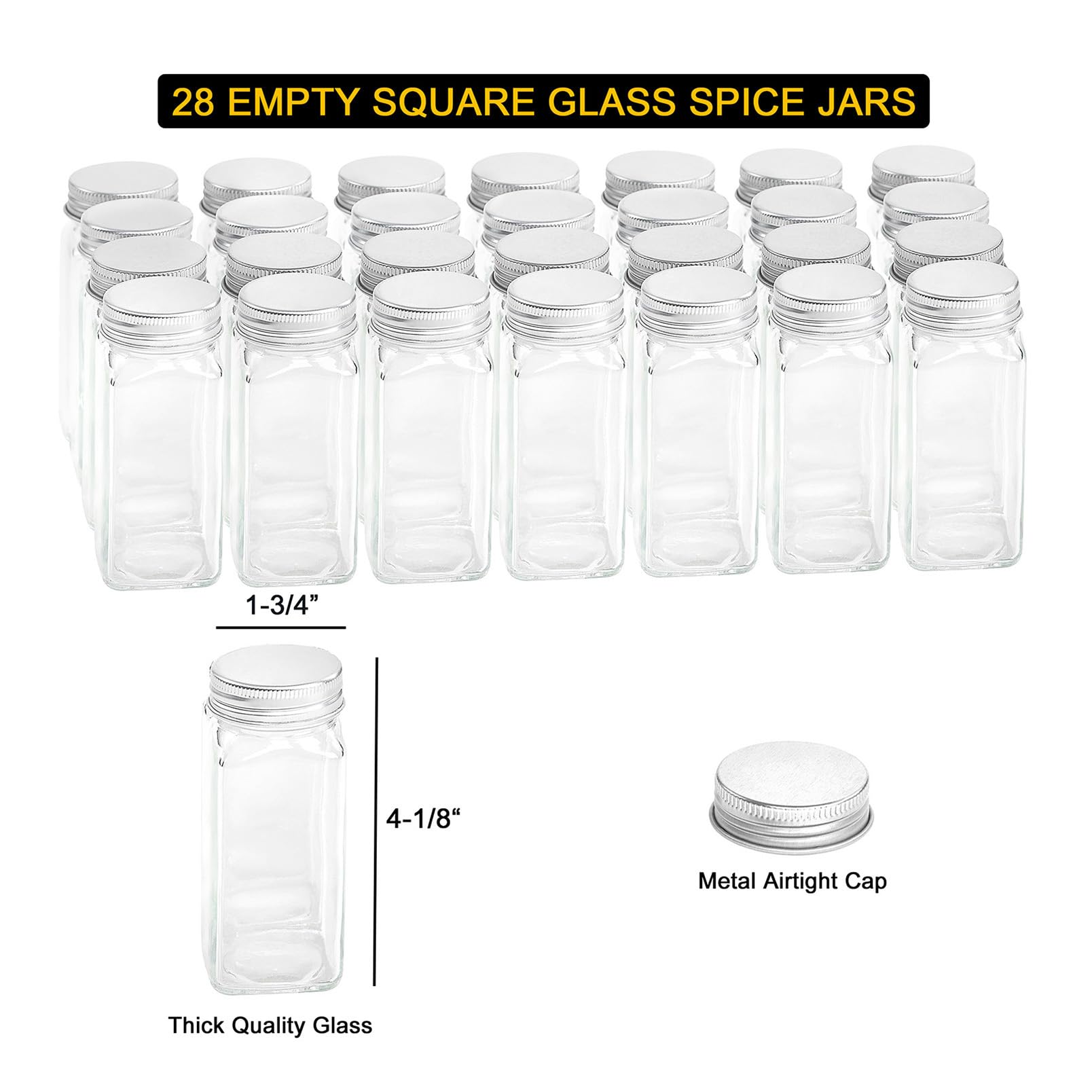 SpaceAid Spice Rack Organizer with 28 Spice Jars, 386 Spice Labels, Chalk Marker and Funnel Set for
