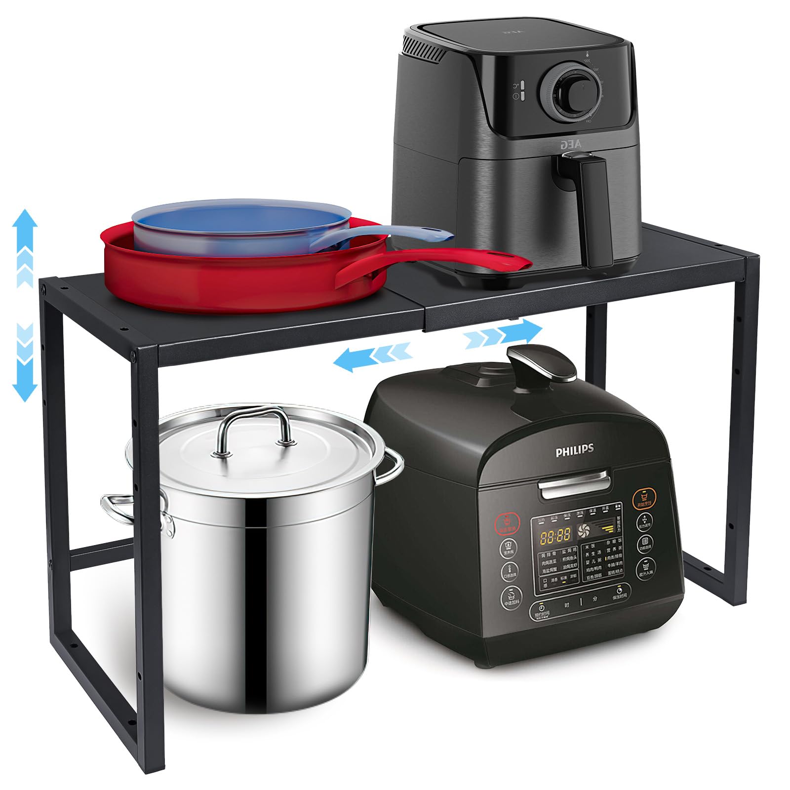 Expandable Metal Storage Shelves, 110LBS Heavy Duty Shelving Units and Storage for Pots Pans Small