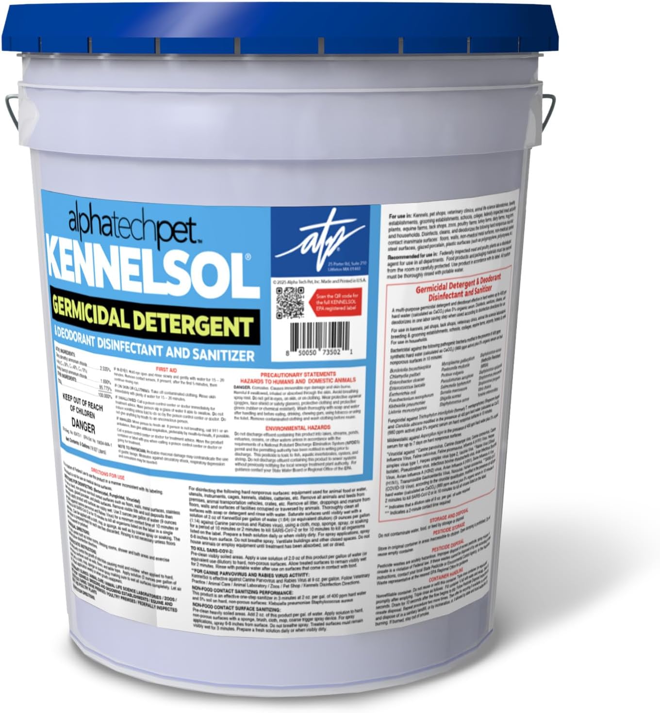 ATP KennelSol 1-Step Kennel Cleaner - 5 Gallons Liquid Disinfectant, Effective Against Bacteria and Viruses, Deodorizer Wintergreen Scent by Alpha Tech Pet