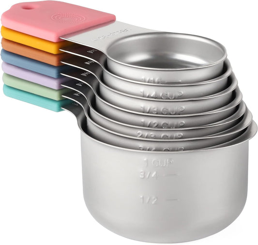 Magnetic Measuring Cups Set of 7 Stainless Steel Heavy Duty Measuring Cups for Dry & Liquid Ingredients (color)