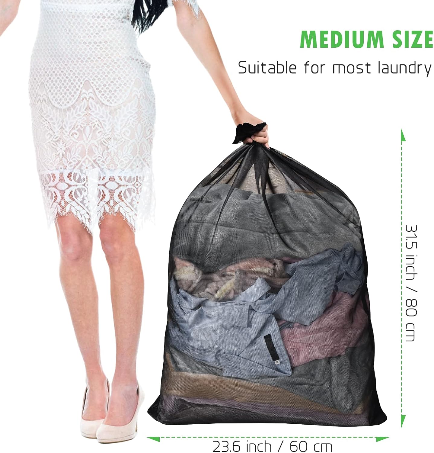 2 Pack Mesh Laundry Bags 24 x 32 inch Laundry Garment Bag Mesh Large Lingerie Wash Bags Zippered Garment Washing Net for Underwear Hosiery Blouse Sweater Dress