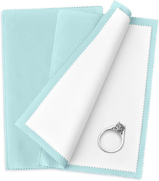 SEVENWELL Silver Polishing Cloth, Jewelry Cleaner Cloth for Sterling Silver Jewelry, Gold, Platinum, Silverware, Diamonds, Gemstones, Coins (Turquoise)