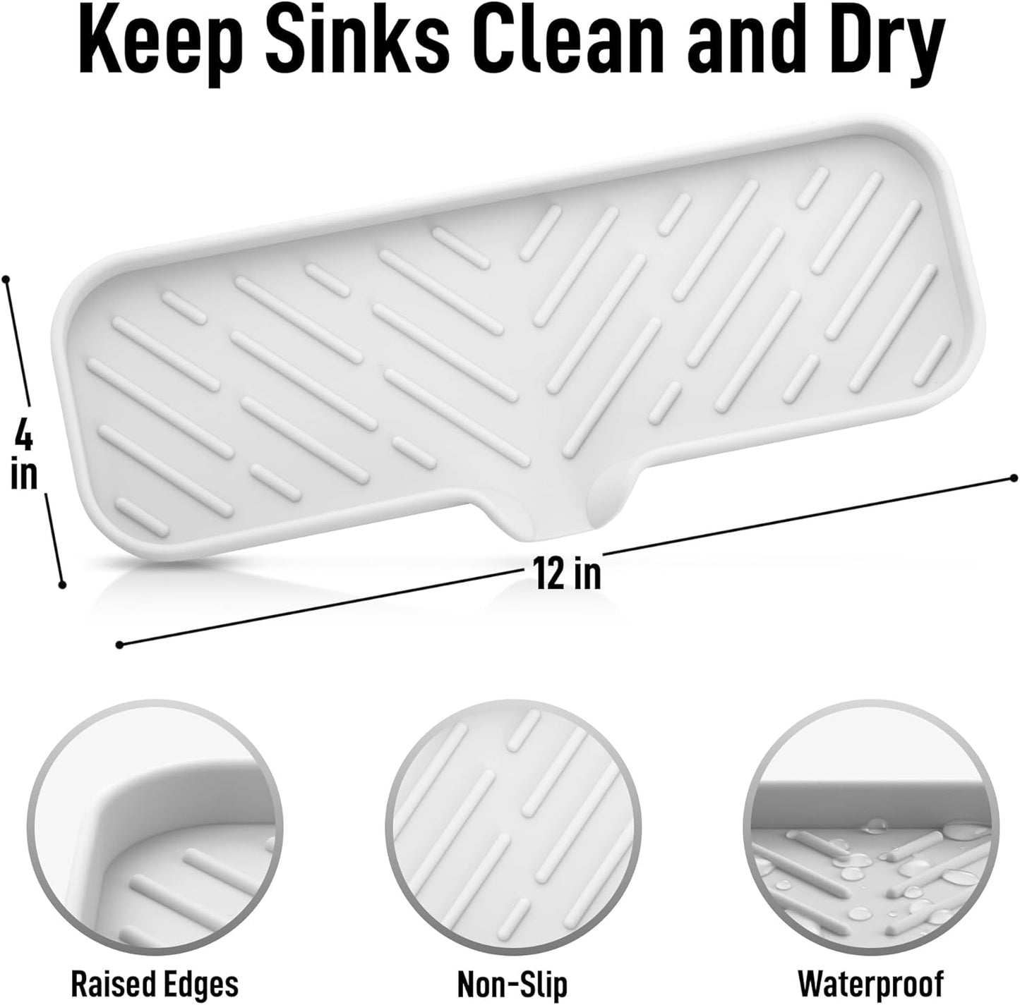 Zulay Large Silicone Sponge Holder (12x4) – Flexible Sink Organizer Tray for Kitchen & Bathroom – Multipurpose Soap Dish for Sponges, Makeup, Trinkets & More (White)