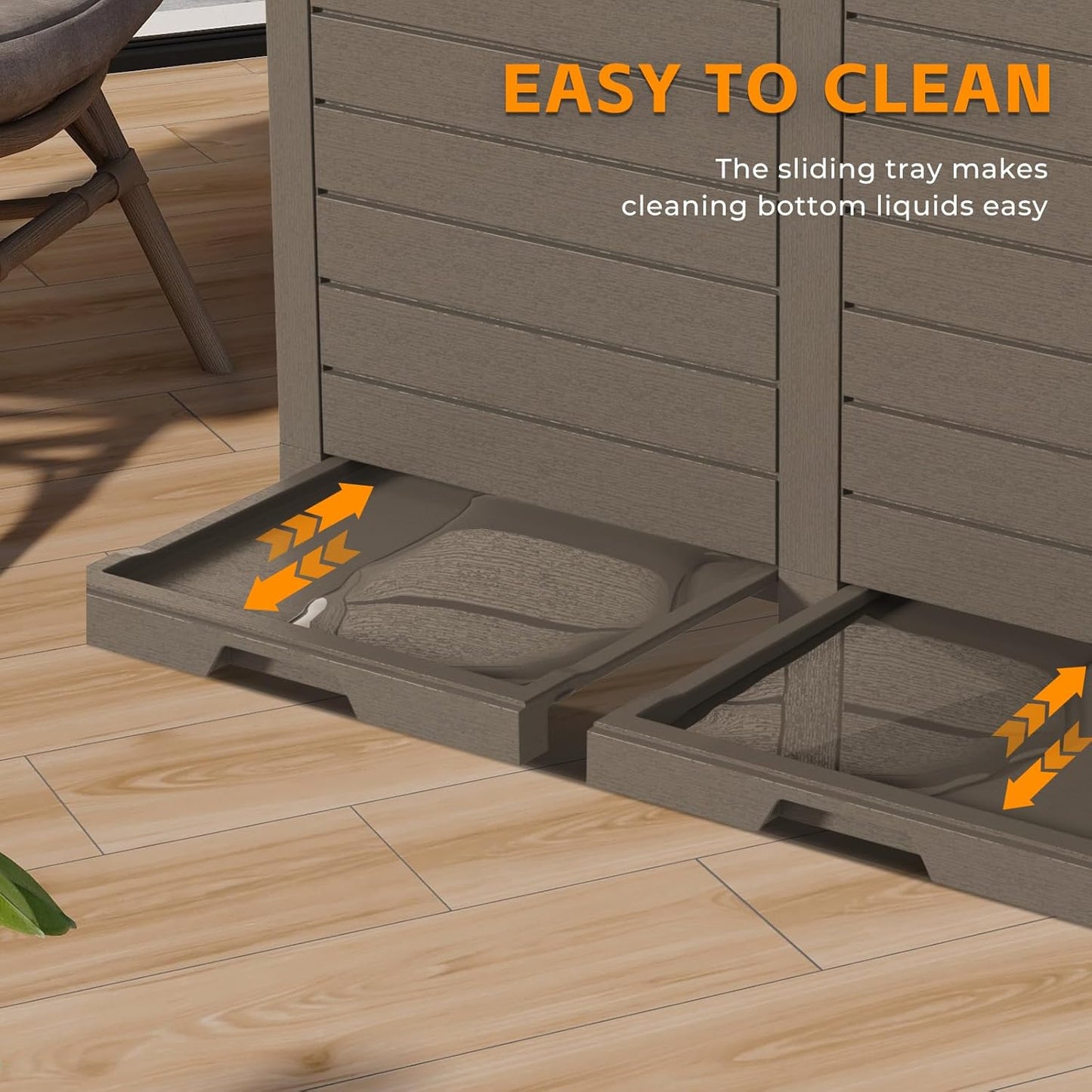 62-Gallon Outdoor Trash Can with lid, Waterproof, UV-Resistant Resin Garbage Can, Lockable Lid and Drip Tray, Animal-Proof, for Patio, Kitchen, Backyard and Deck