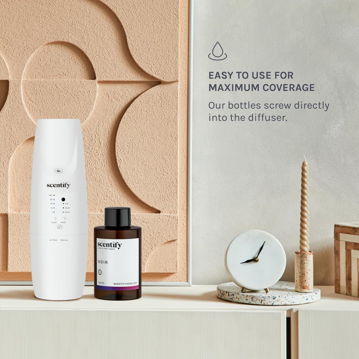 Scentify Noir Aroma Oil Refill Scent for Oil Diffusers - Bergamot, Bay Leaf, Vetiver, Cedar, Musk Scents - Luxurious Relaxing Aromatherapy Diffuser Fragrance 100ml, 3.38 oz