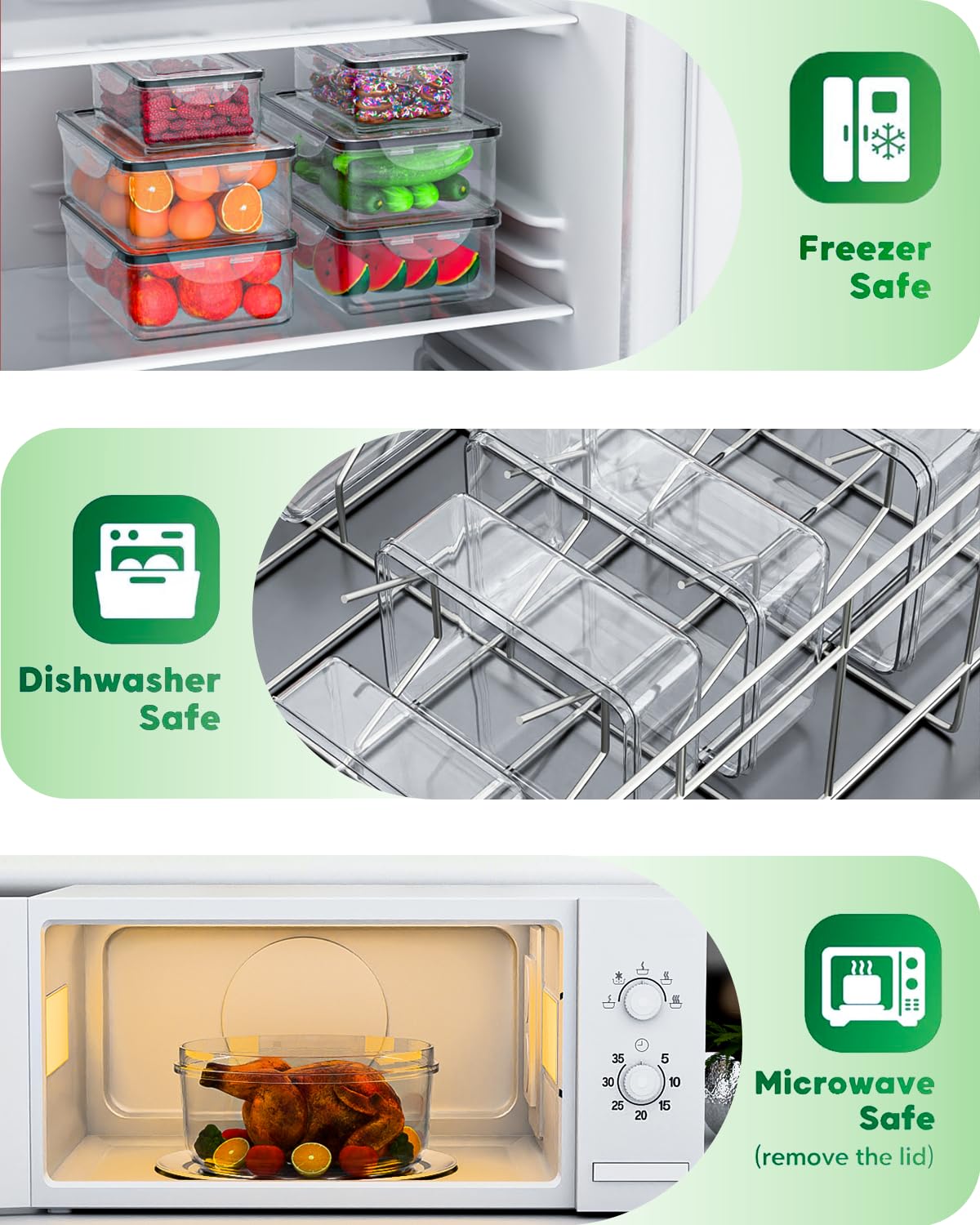 62 Pcs Large Food Storage Containers with Lids Airtight,Total 656OZ(31 Containers &31 Lids)