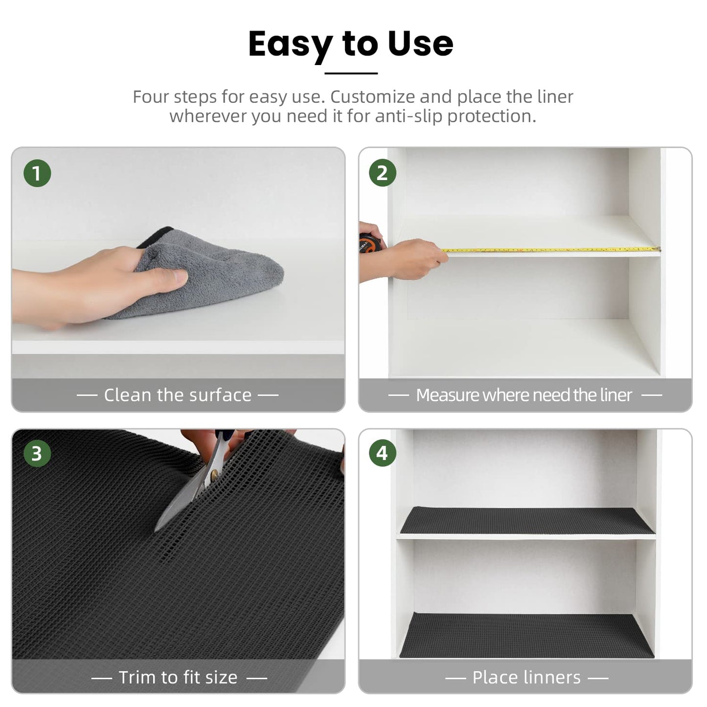 BAGAIL Non-Adhesive Shelf Liner, Thick Strong Grip Drawer Liners for Kitchen Cabinets, Heavy-Duty
