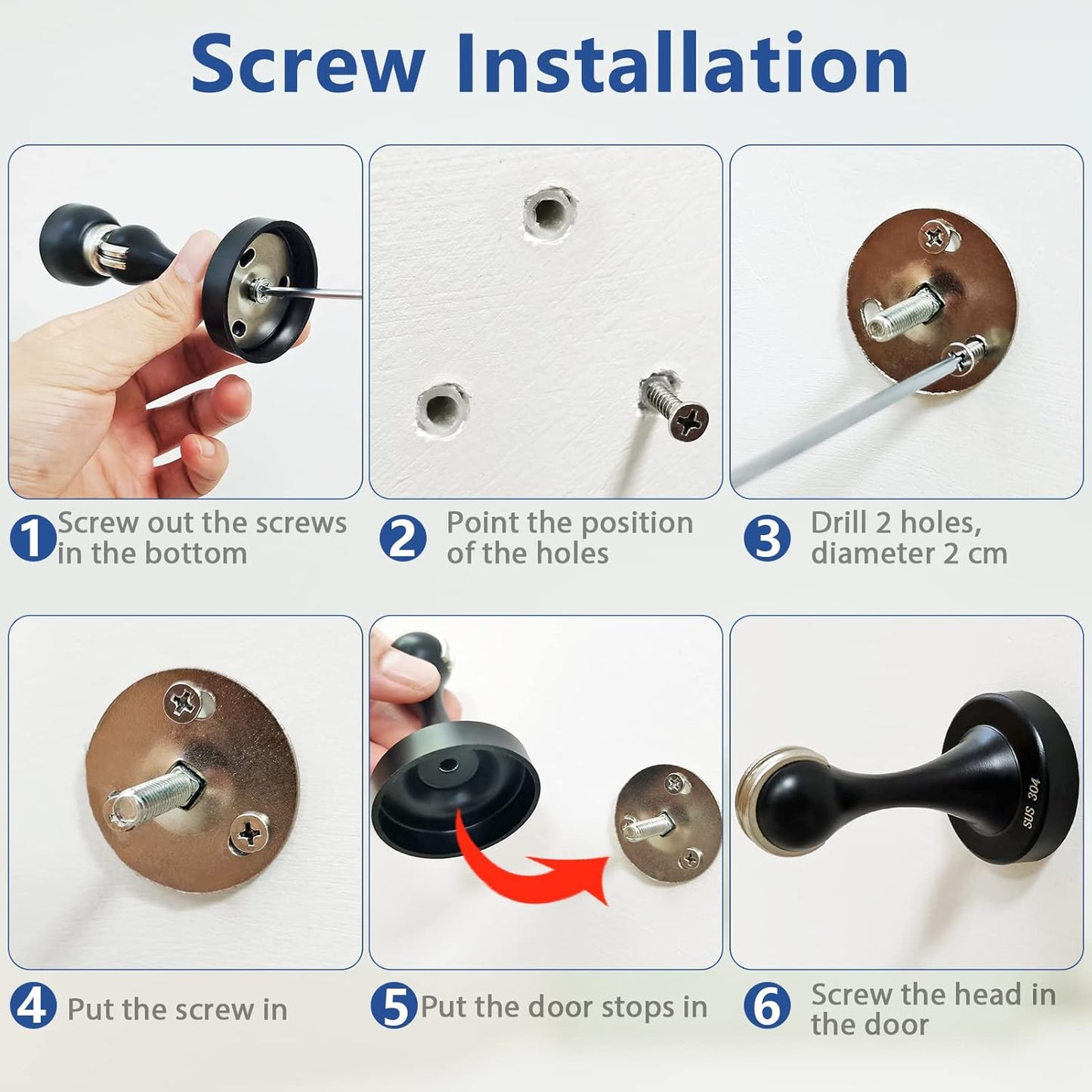Magnetic Door Stop Stainless Steel，Door Stopper, Heavy Duty for Various Door Types, Keep Your Door Open, Wall Mount Door Holder/Catch