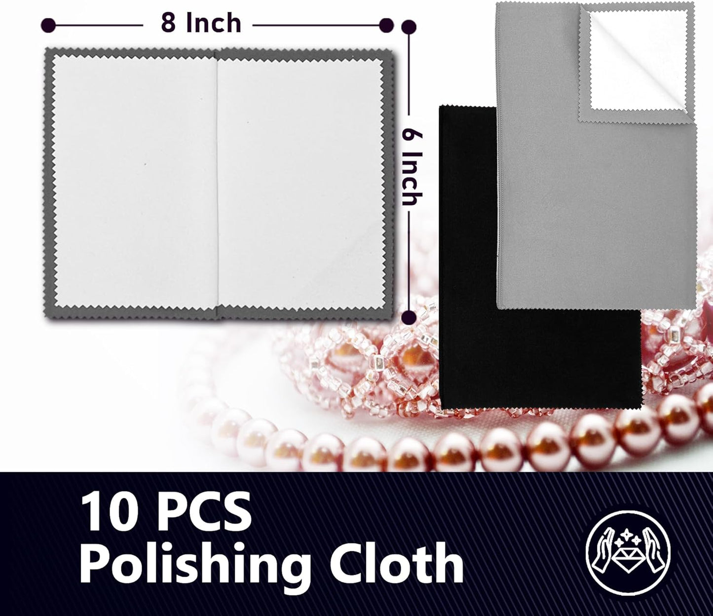 XIAOXINGYUN 10 PCS Silver polishing Cloth,Jewelry Cleaning Cloth for Sterling Silver, Multi-Layer Silver Jewelry Cleaner Cloth Keep Jewelry Cleaning and Shiny (6'' x 8''*10Pcs)…