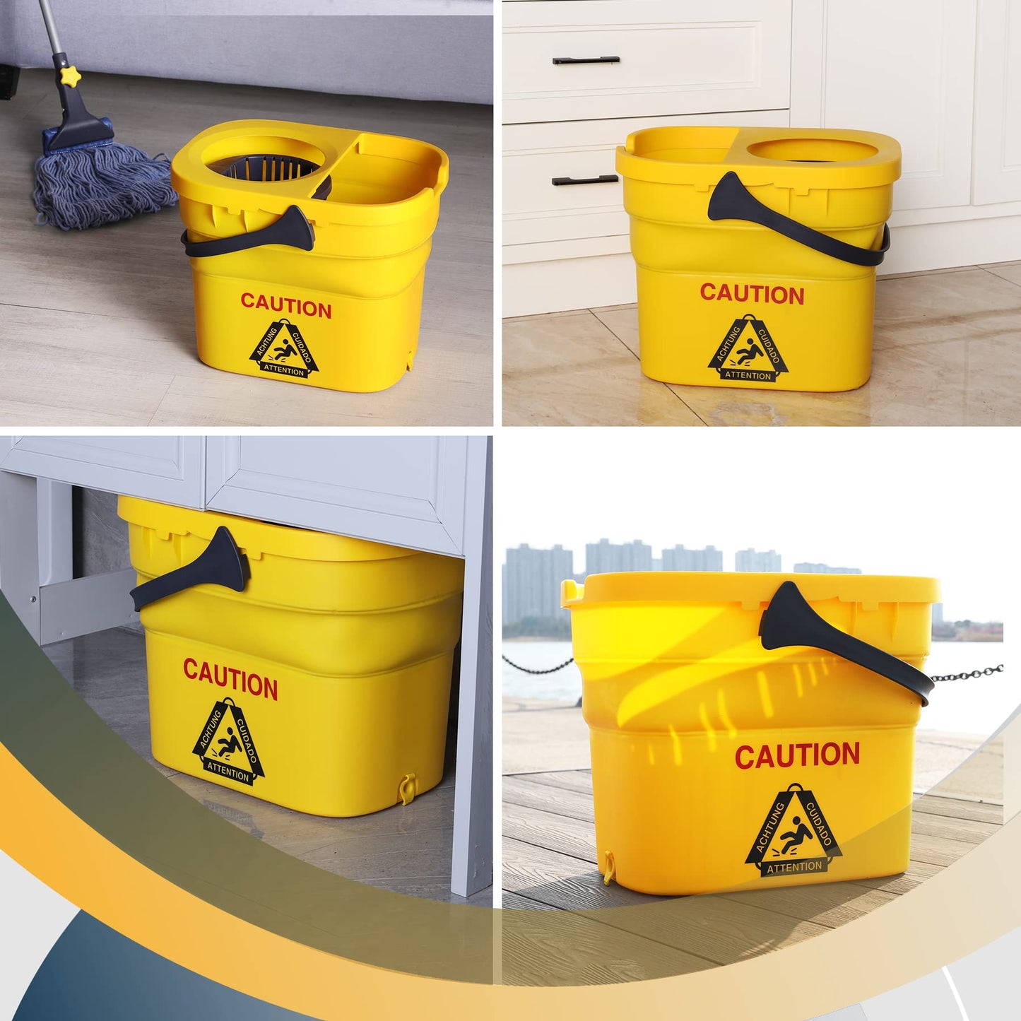 Yocada Commercial Mop Bucket with Wringer Portable Collapsible