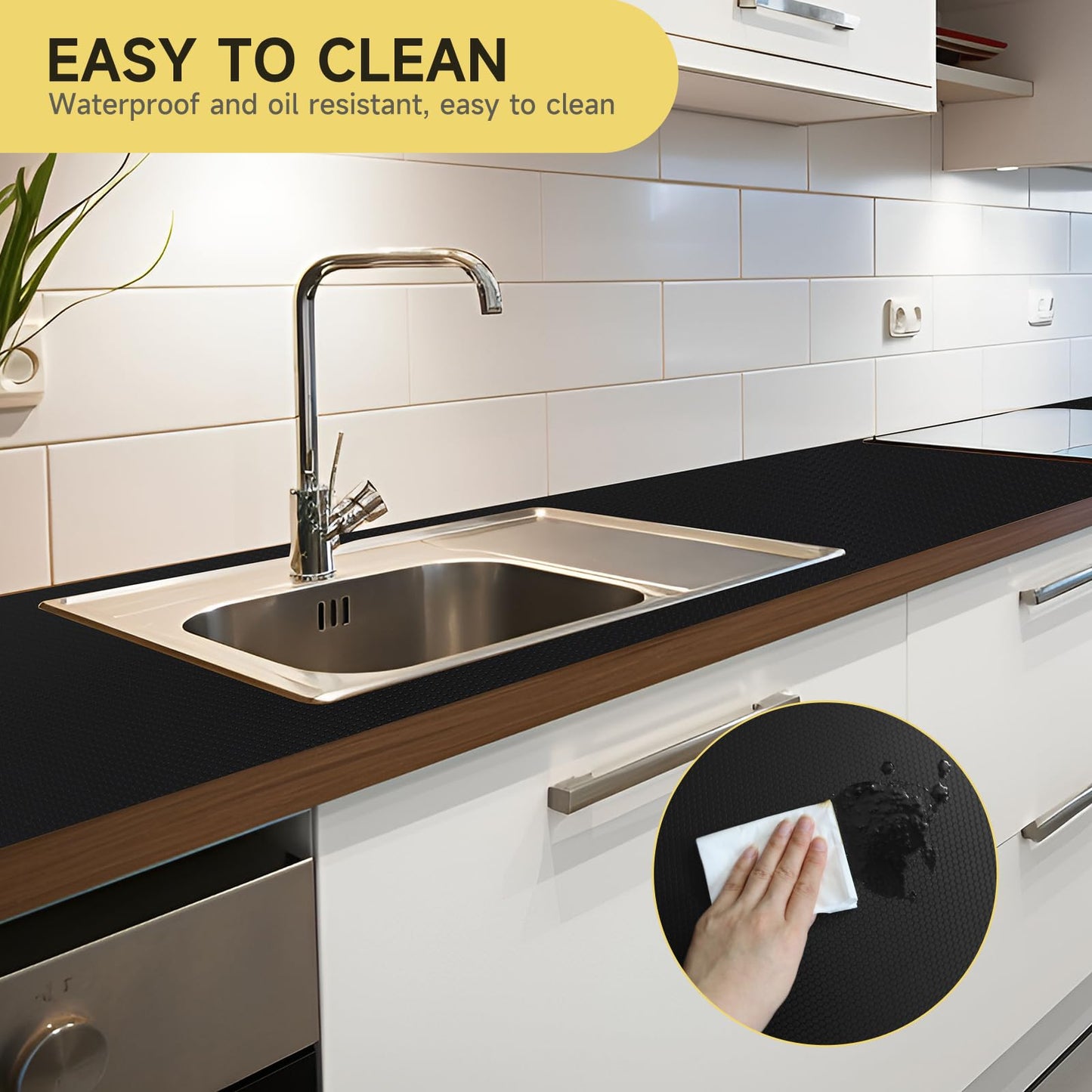 WochiTV Adhesive Shelf Liner 11.8 X 59 Inches Peel and Stick Kitchen Liner for Cabinets, Drawers