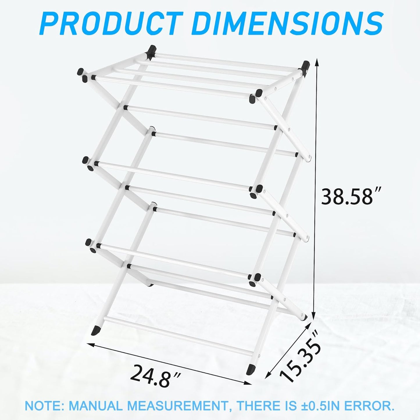 Household Indoor Folding Clothes Drying Rack, Dry Laundry and Hang Clothes,Towel Rack for Storage (White)