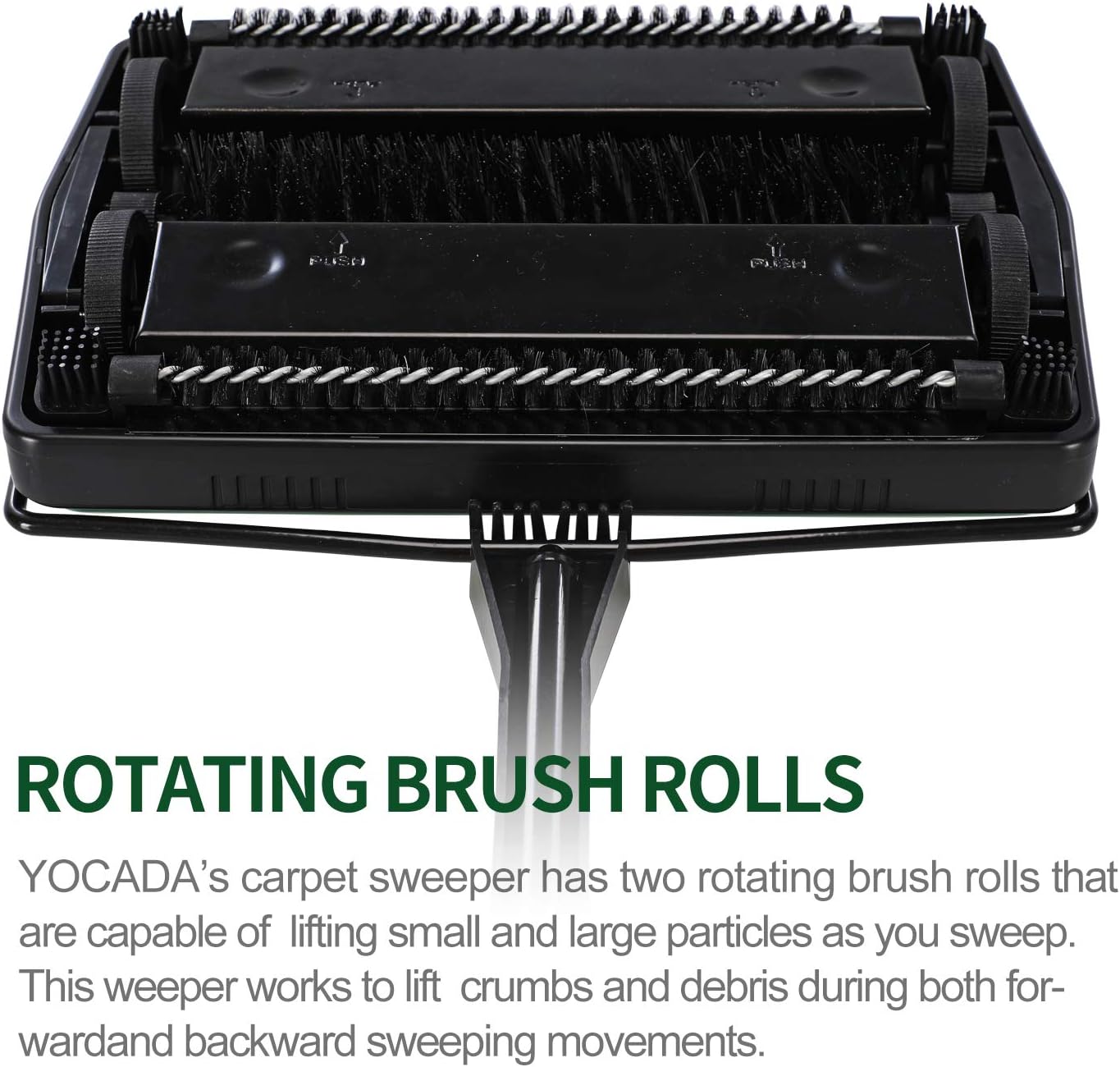 Yocada Carpet Sweeper Cleaner for Home Office Low Carpets Rugs Undercoat Carpets Pet Hair Dust Scraps Paper Small Rubbish Cleaning with a Brush Green