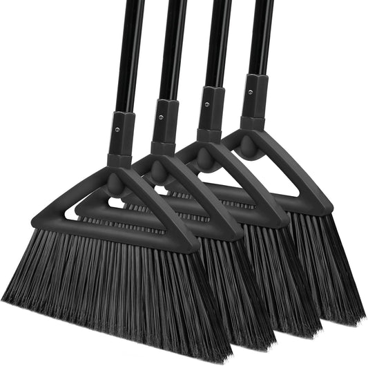 4PCS Heavy Duty Angle Broom, Long Pole Brooms for Indoor, Outdoor Sweeping, Kitchen to Courtyard