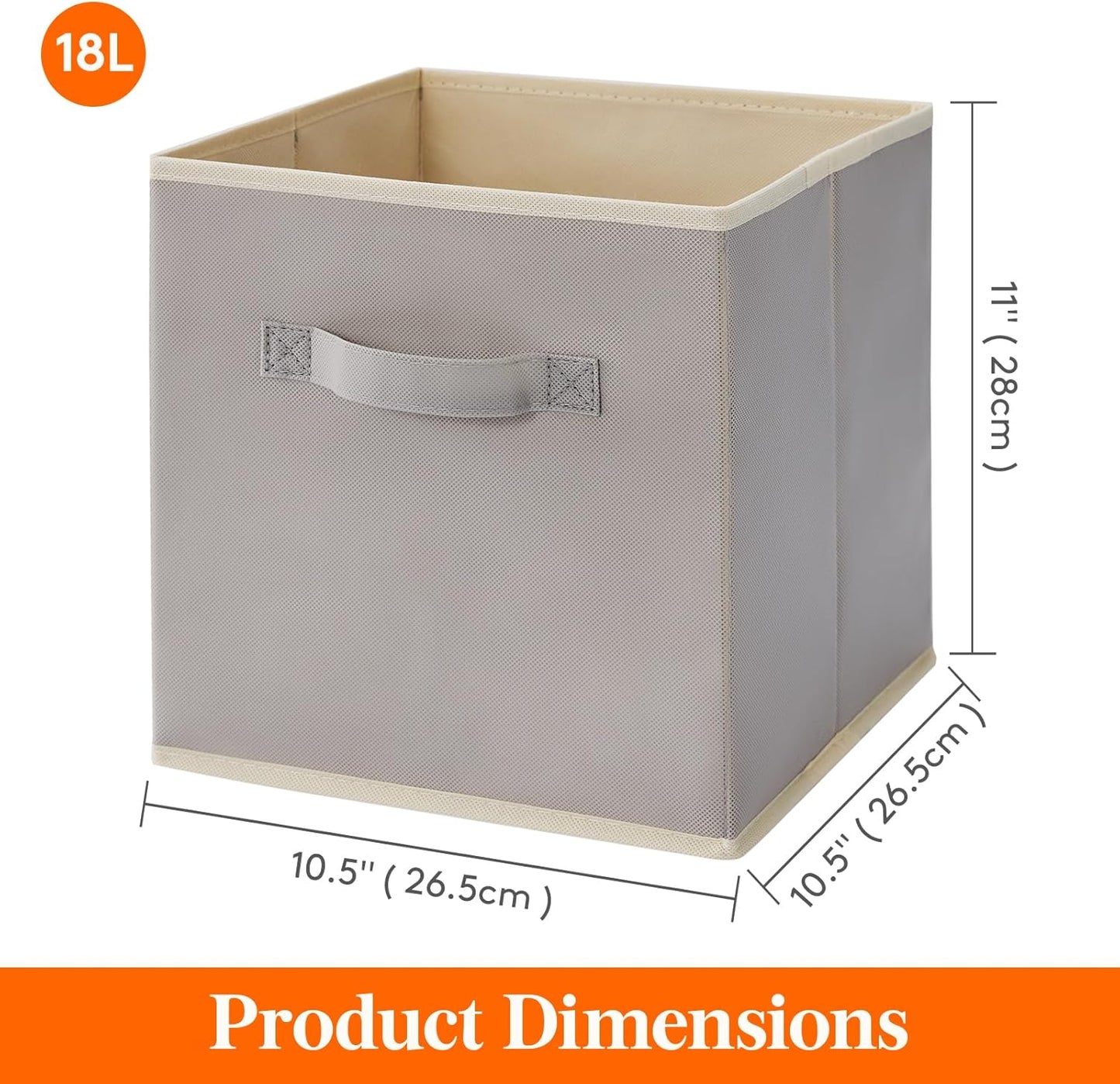 Lifewit 11 Inch Cube Storage Bins, 8 Packs Storage Cubes Foldable Decorative Fabric Storage Baskets for Organizing Home Organizers with Handles for Shelves, Closet, Light Gray