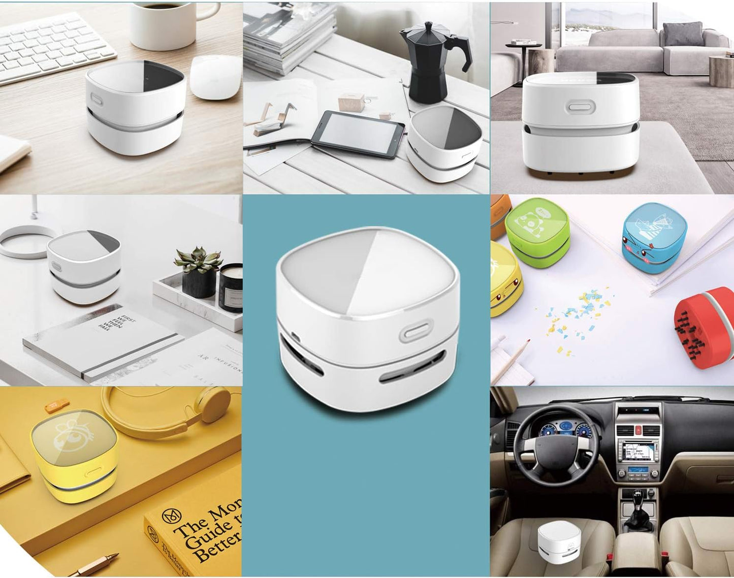 ODISTAR Desktop Vacuum Cleaner, Mini Table dust Sweeper Energy Saving,High Endurance up to 400 mins,360º Rotatable Design for Keyboard/Home/School/Office (White Charging)