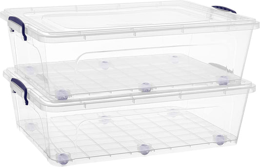 Superio Storage Bins with Lids, Clear Plastic Containers for Organizing, Stackable Totes, BPA Free, Odor Free, Organizer Boxes for Home, and Dorm (2 Pack, 42 Quart)