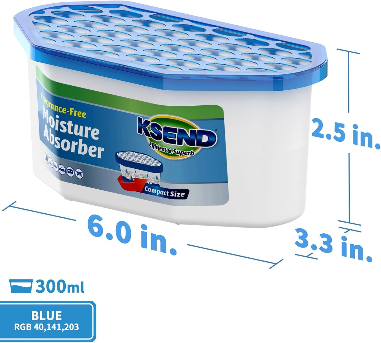 Moisture Absorbers, 12 Pack, Compact Dehumidifier for Closet, Efficient Humidity Absorber Boxes, Moisture Absorber for Closet, Odor Eliminator with Fragrance Free, Blue, 6.4oz, 300ml