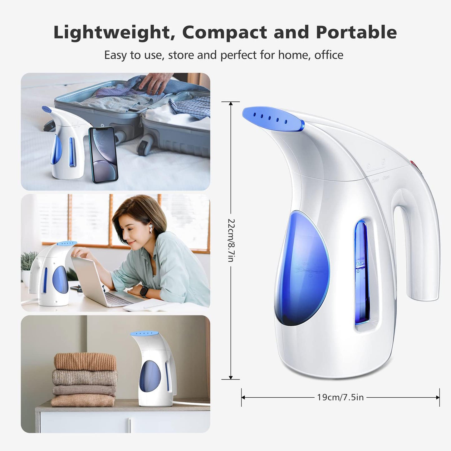 HiLIFE Steamer for Clothes, Portable Handheld Clothing Steamer, 240ml Big Capacity, 700W, Strong