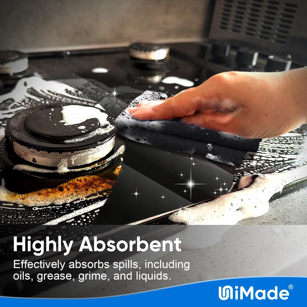 Microfiber Cleaning Cloth, 50 Pack Microfiber Towels for Cars Reusable Shop Rags Bulk Lint Free Cleaning Towels for Car Kitchen Automotive Bar Mechanic Restaurant Garage, 11.5"x 11.5", Black