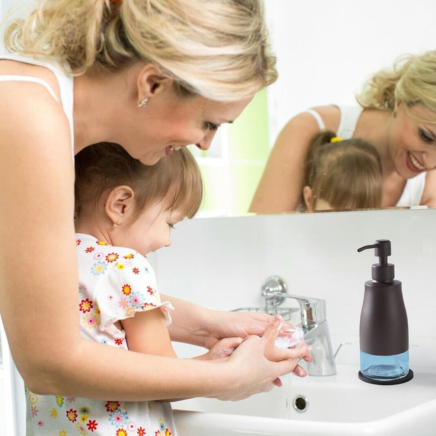 Gaussra Bronze Soap Dispenser with Coaster and Stickers, Stainless Steel and Glass Bottle Hand Pump Dispenser, Refillable Liquid Hand Soap Dispenser for Bathroom & Kitchen (11OZ / 320ML)