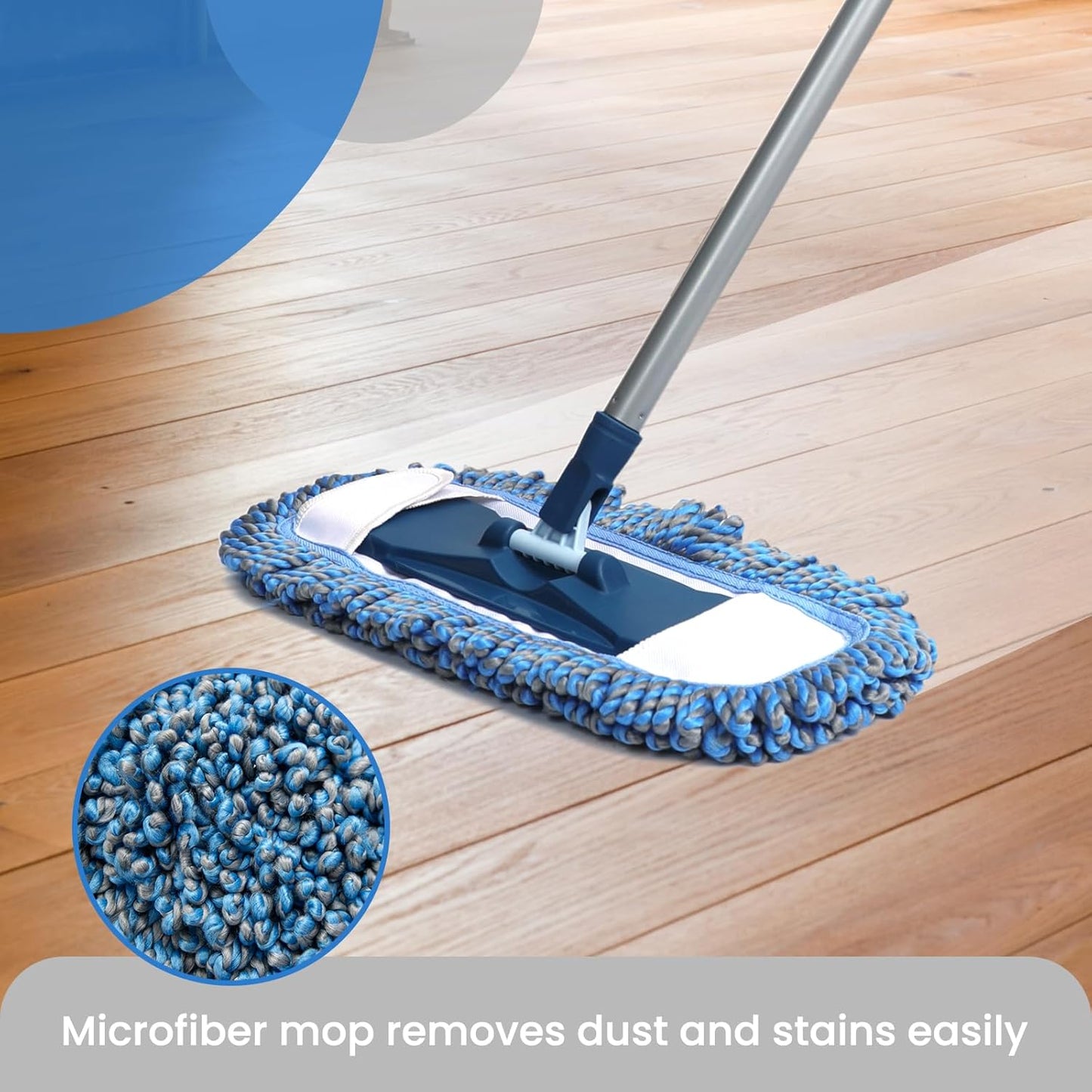 Dust Mop for Hardwood Floors with 57" Long Handle Wet & Dry Mops for Catching Pet Hair and Dust Bunny Microfiber Dust Mops for Vinyl, Wood, Tile, Laminate Flooring