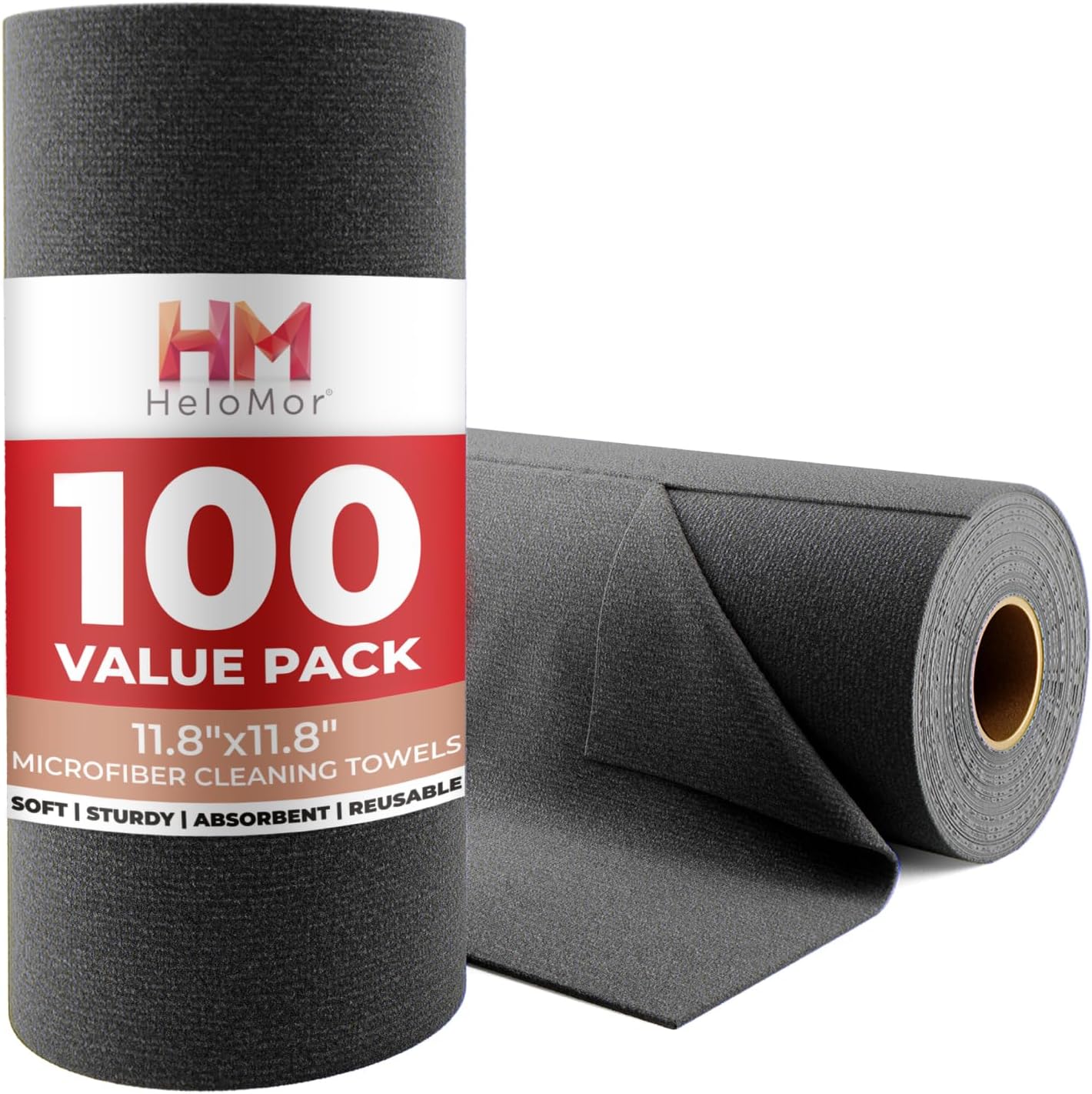 100 Pack Microfiber Cleaning Cloth Roll - Tear Away Reusable Paper Towels Washable, 11.8" Ultra Absorbent Cleaning Supplies for Housekeeping, Cleaning Rags Microfiber Towel, Lint Free Cloth Value Pack