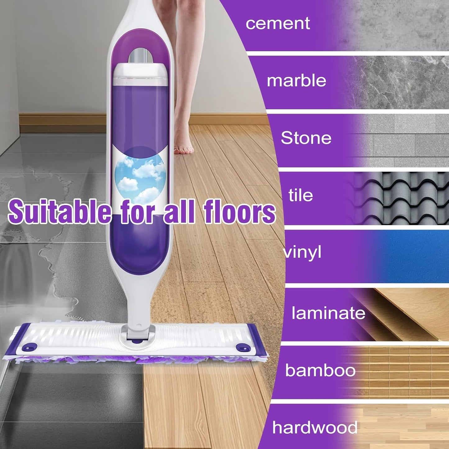 60 Pack Disposable Power Mop Refills Pads Compatible with Swiffer Power Mop,Spray Wet Pads Refill,Disposable Spray Mopping Pads Refills for Multi-Surface Floor Cleaning