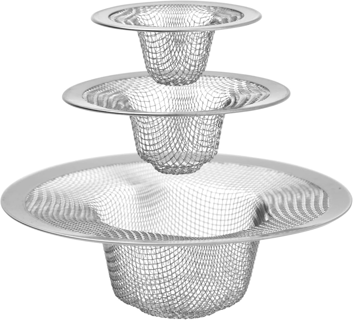 Juvale 4-Pack Stainless Steel Kitchen Sink Drain Strainer - Mesh Screen Sink Strainer and Hair Catcher for Bathroom (4.3", 2.8" and 2.1")