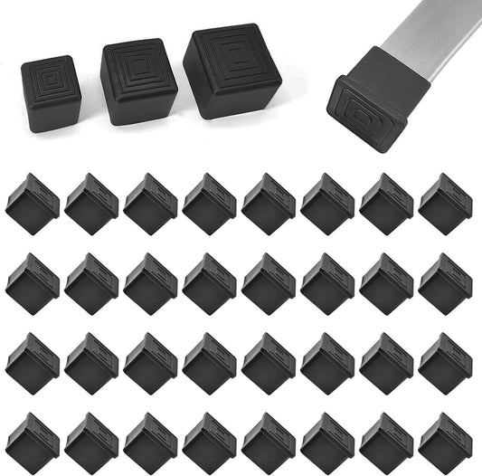 32 Pcs 1-1/4" x 1-1/4" Square Rubber Chair Leg Caps, PVC Table Leg Covers, Flexible & Anti-Slip