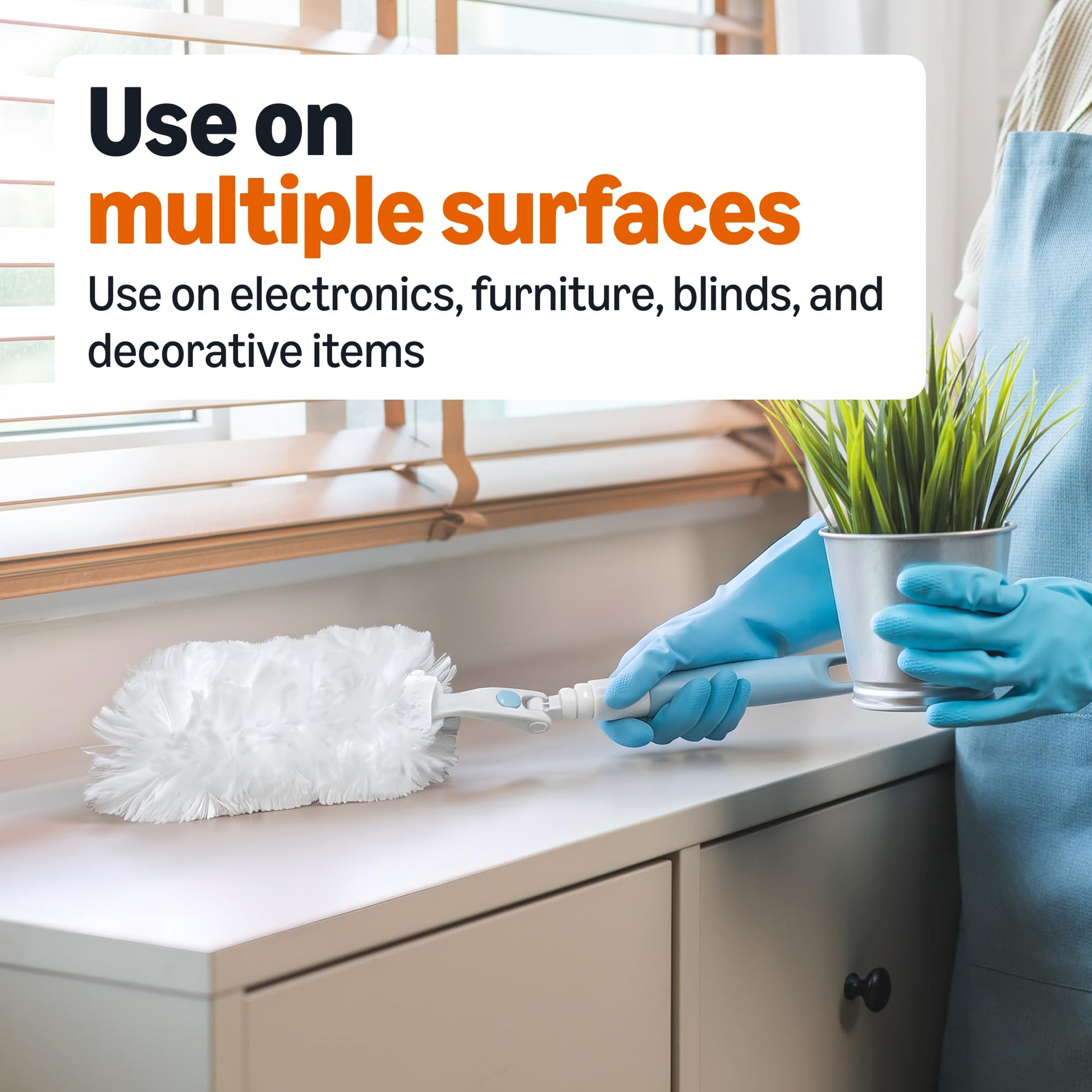 Amazon Basics 360° Heavy Duty Duster Kit with Extendable Handle and 6 Microfiber Plumes Refills for